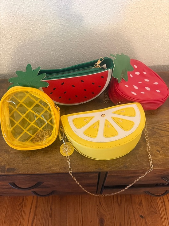 Handbags - Fruit Shape Crossbody Bag Set - Pineapple, Watermelon, Strawberry, Lemon